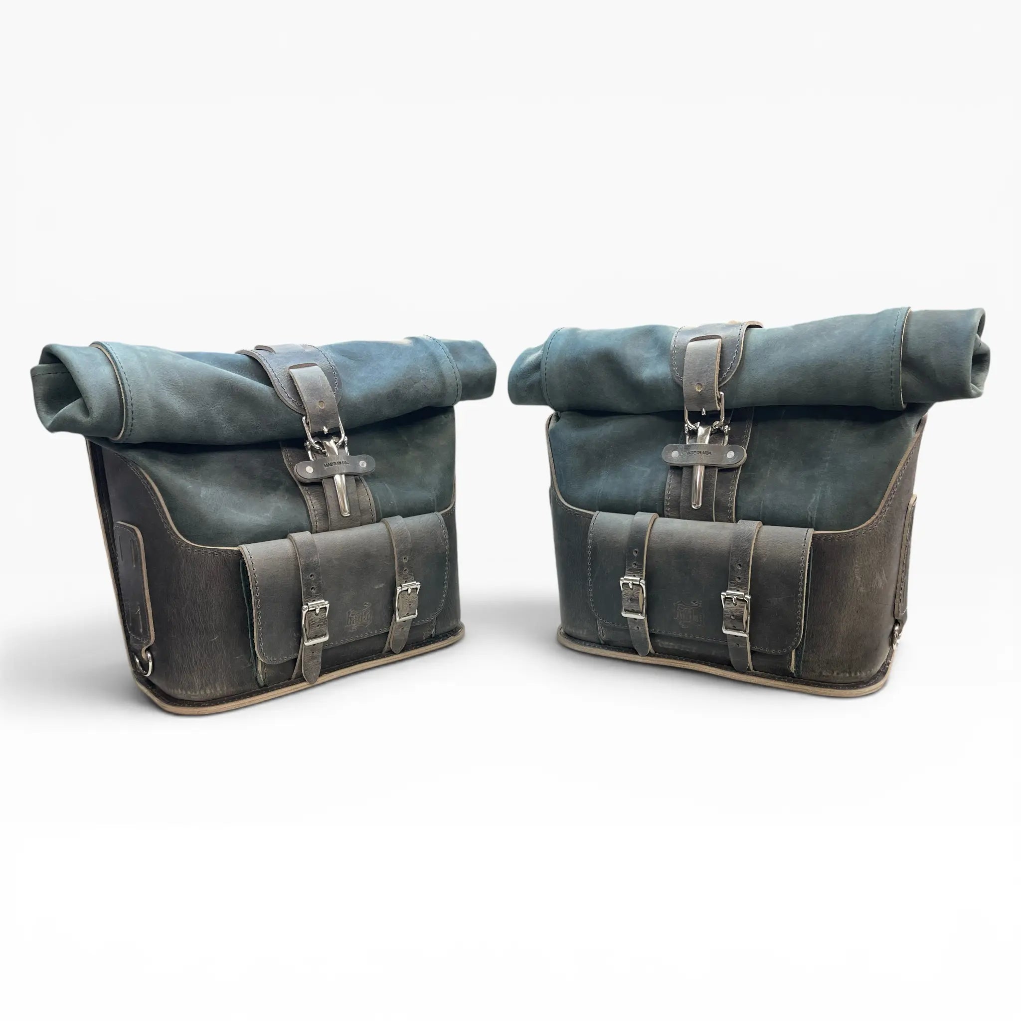 BMW R18 Buffalo Leather RollTop Panniers / Saddlebags - URP02 (Pair)