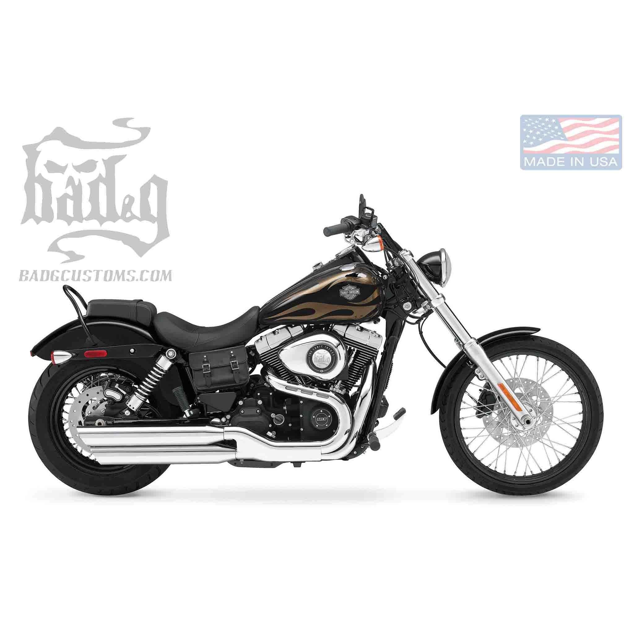 Upgrade your Harley-Davidsonยฎ Dyna with the DBB03 Dyna Bolt On Battery Bag. Hand crafted in USA with premium leather and top quality hardware. Durable and stylish, it's the perfect fit for your motorcycle.
